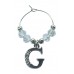 Personalised Letter G Wine Glass Charm with Rhinestones